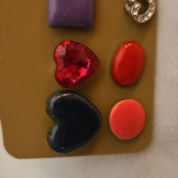 Vintage Three Pair and Six Single Heart Shapes Post Earrings - Picture 2 of 4